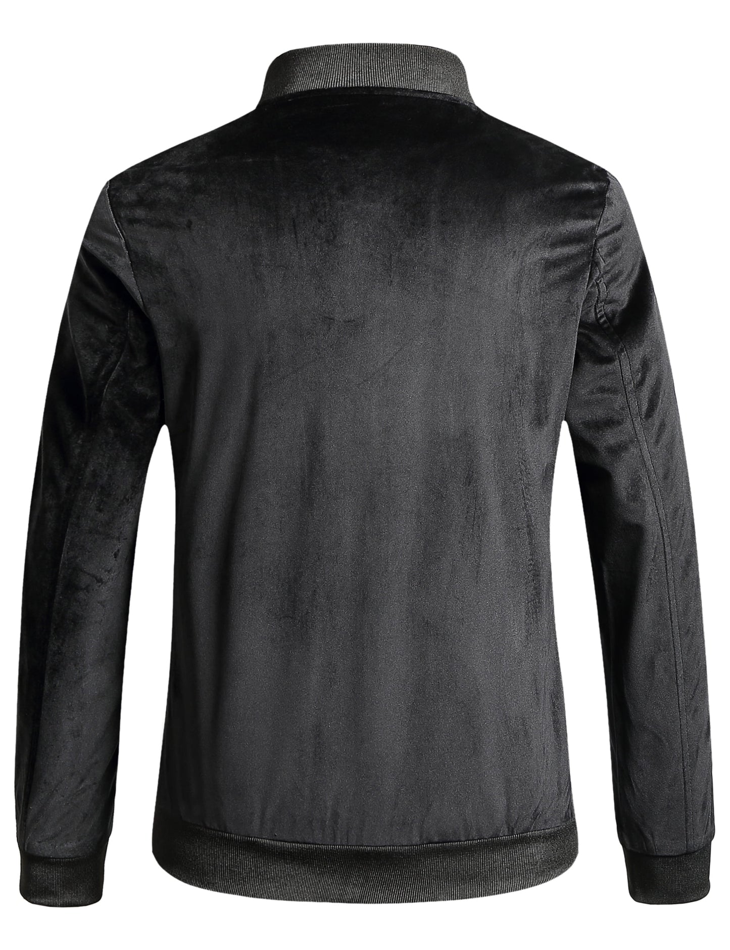 Men's Velvet Full Zip Bomber Jacket - Winter Warm Padded Outerwear