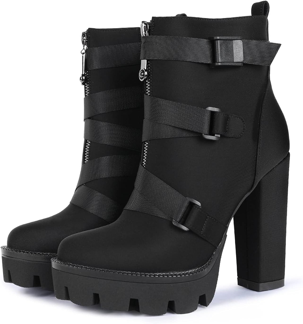 Wetkiss Women's Lace-Up Chunky Heeled Platform Combat Boots