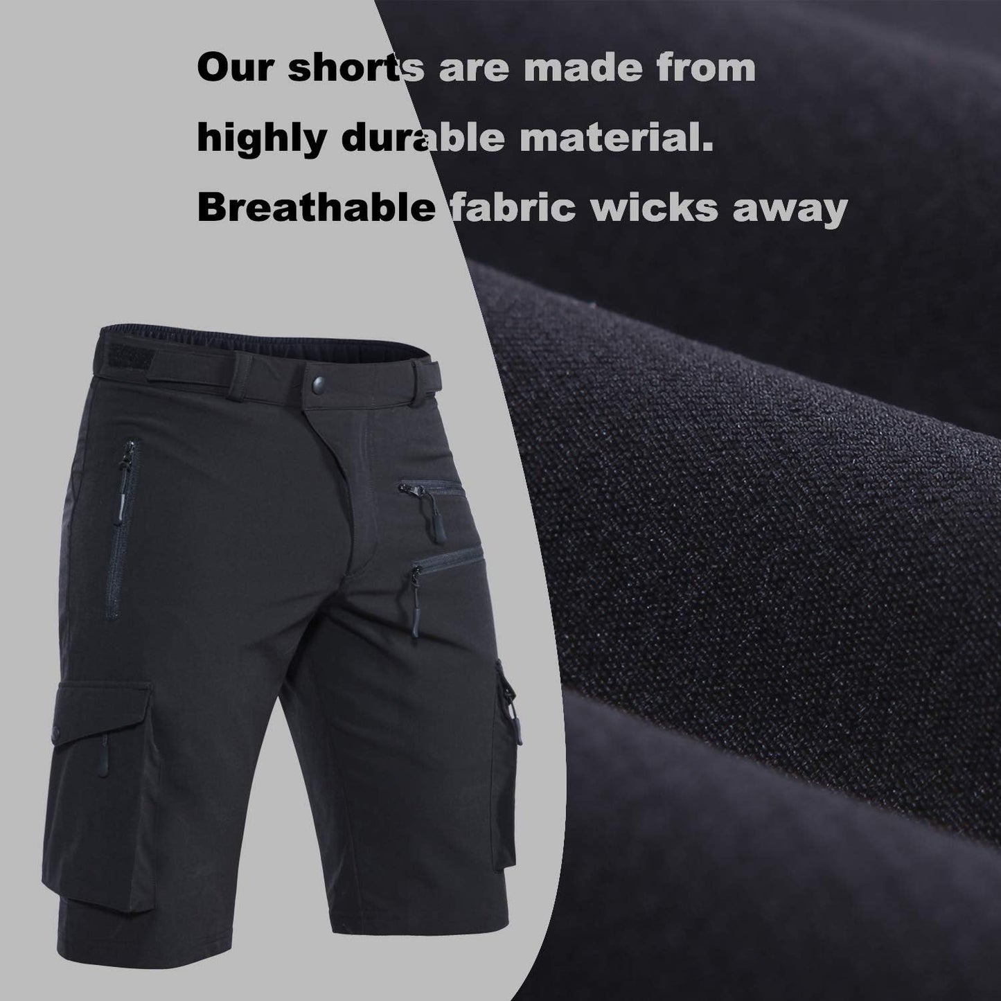 Men's Quick-Dry Stretch Mountain Bike Shorts with Zipper Pocket - Perfect for Cycling and Outdoor Adventures