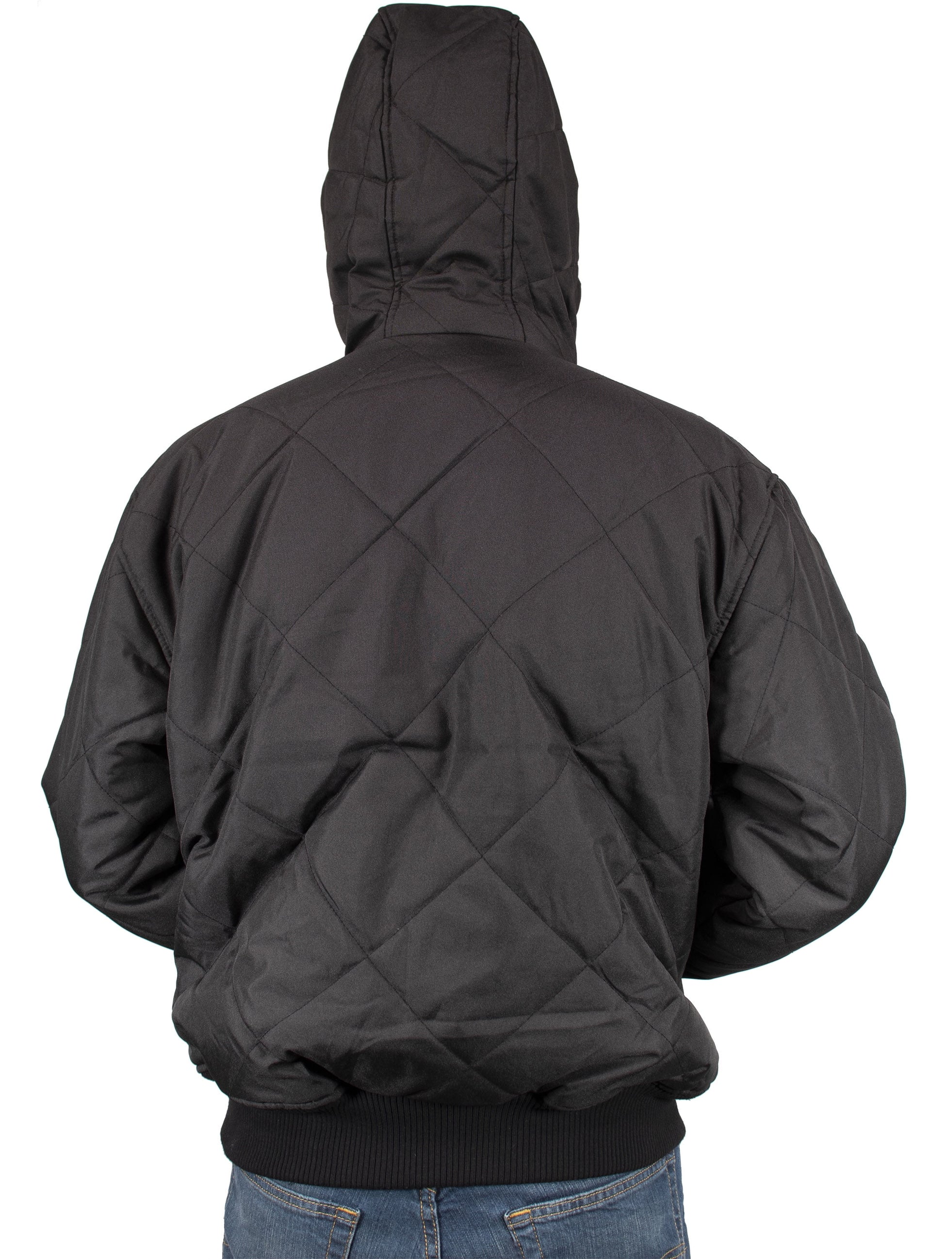 Men's Big & Tall Quilted Winter Jacket with Fleece Lining (3XL, Black)