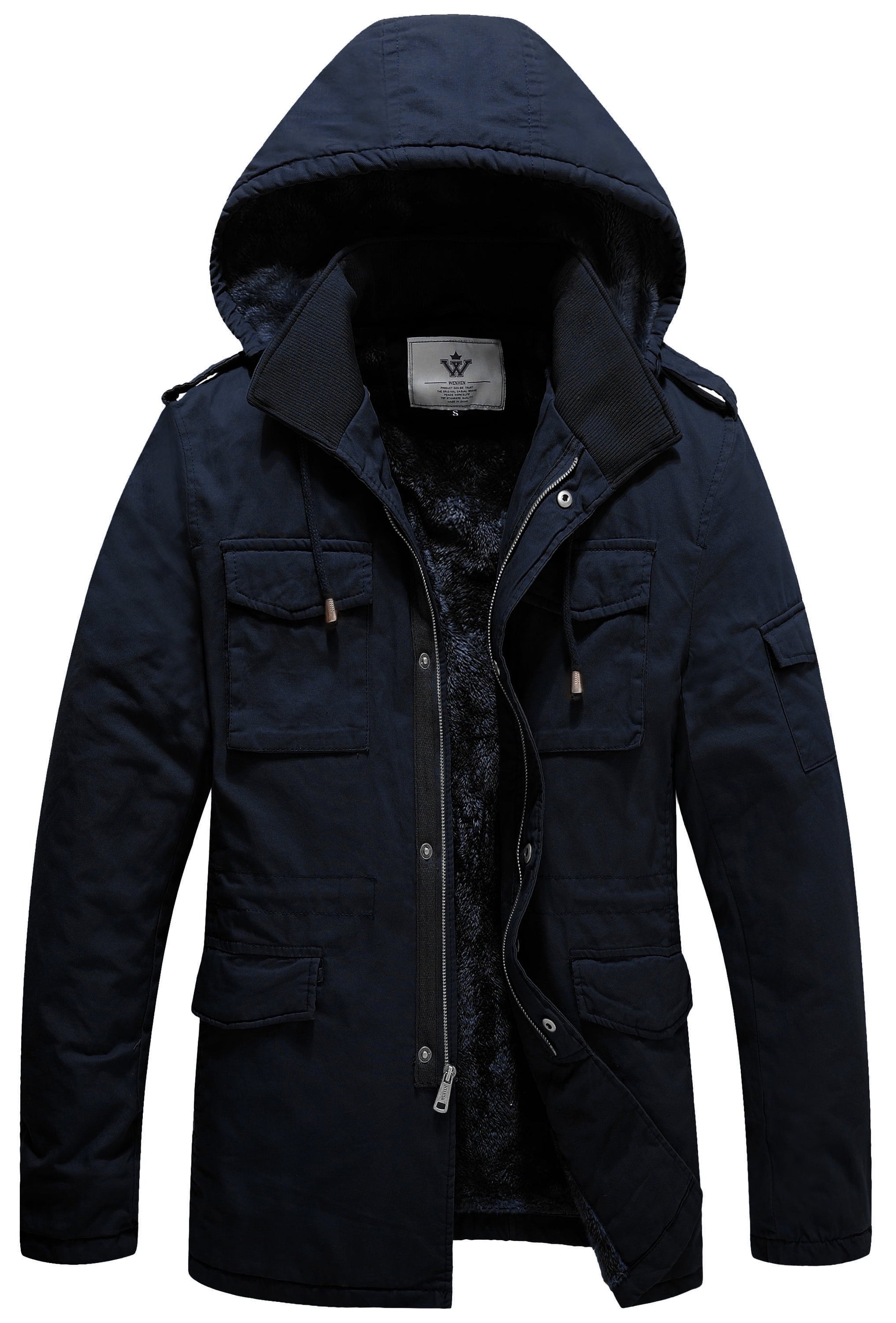 Men's Big and Tall Hooded Winter Parka Puffer Jacket in Navy, Size 3XL