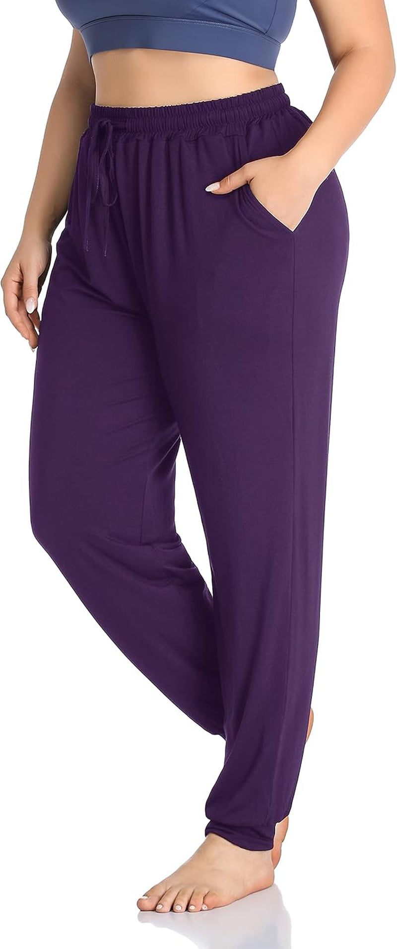 ZERDOCEAN Women's Plus Size Casual Lounge Yoga Pants - Comfortable Relaxed Joggers Featuring Drawstring and Pockets