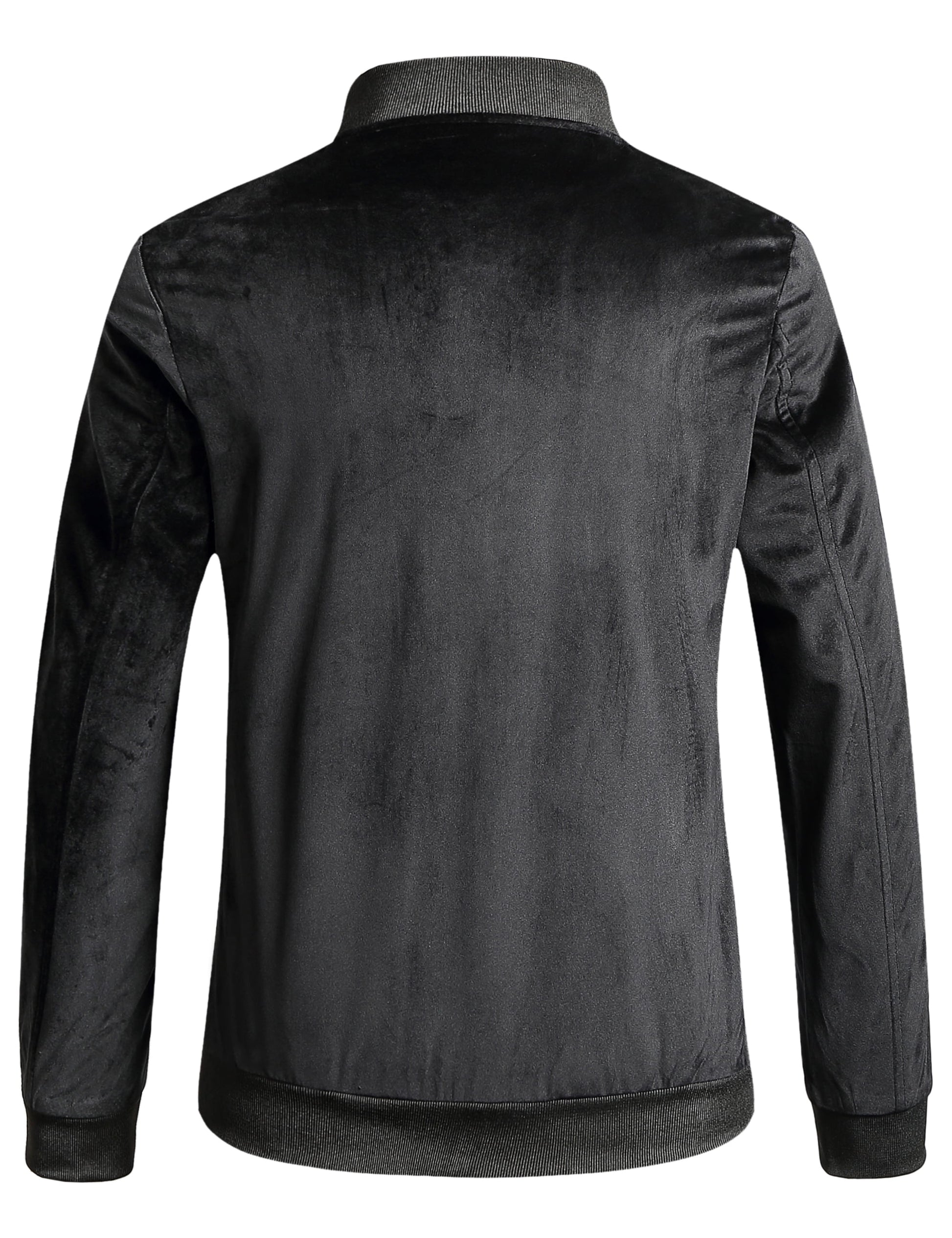 Men's Velvet Full Zip Bomber Jacket - Winter Warm Padded Outerwear
