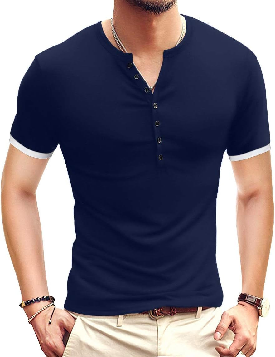 Men's Casual Slim Fit Henley T-Shirt - Perfect for Summer Style!