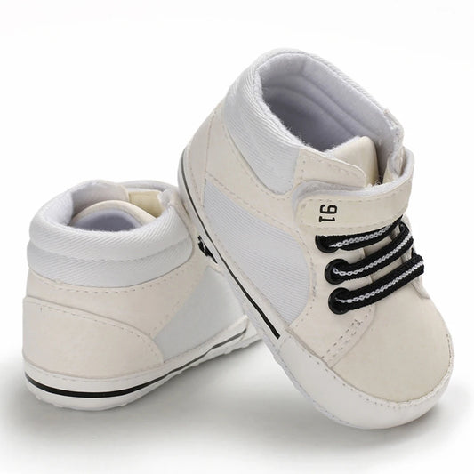 Pudcoco Infant Leather Sports Crib Shoes (0-18 Months) - Soft First Walker Sneakers for Boys and Girls
