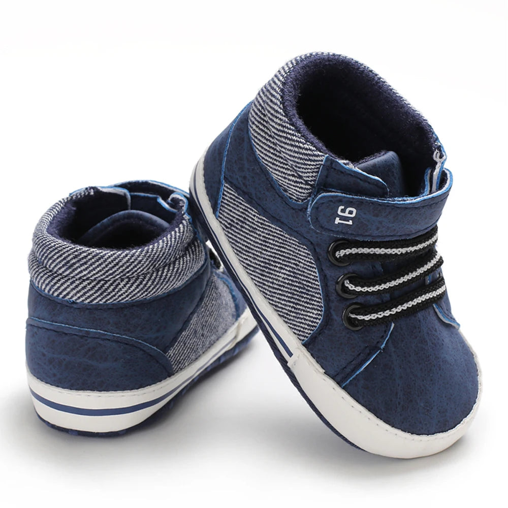 Pudcoco Infant Leather Sports Crib Shoes (0-18 Months) - Soft First Walker Sneakers for Boys and Girls