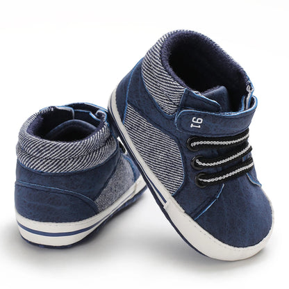 Pudcoco Infant Leather Sports Crib Shoes (0-18 Months) - Soft First Walker Sneakers for Boys and Girls