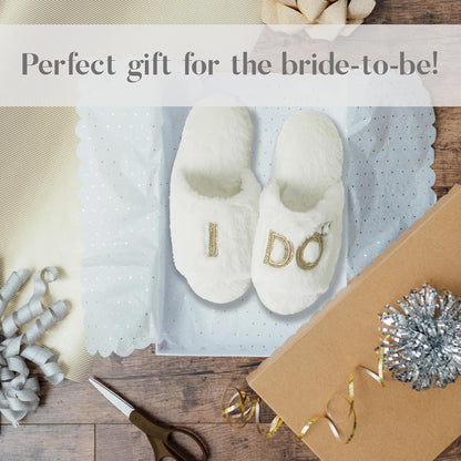 Dearfoams Women's Bridal Slippers from the I Do Crew Collection for Weddings and Bachelorette Celebrations