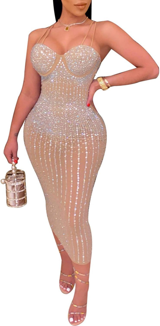 Sophisticated Long Sleeve Birthday Dress with Diamond Accents for Evening Events and Celebrations