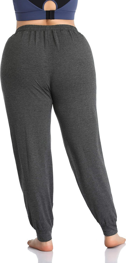 ZERDOCEAN Women's Plus Size Casual Lounge Yoga Pants - Comfortable Relaxed Joggers Featuring Drawstring and Pockets