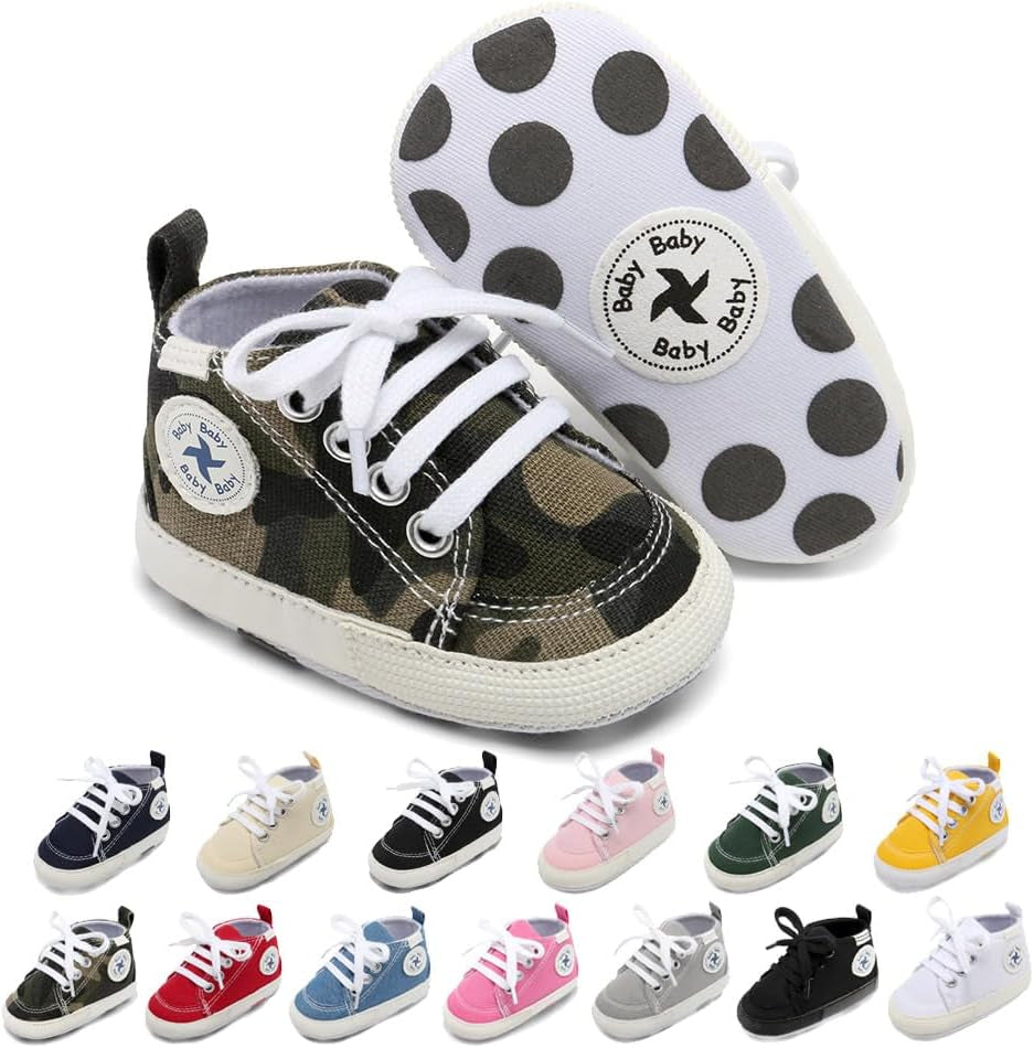 Cozy High Top Denim Sneakers with Soft Anti-Slip Sole for Newborns and Infants