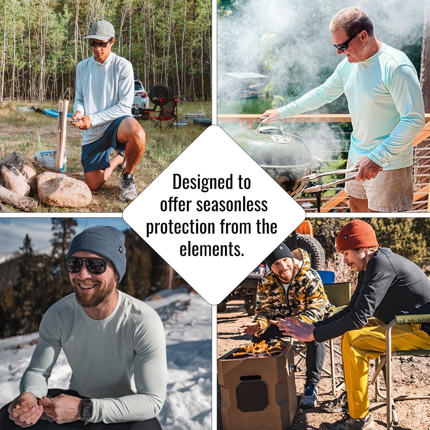 Men's Long Sleeve Outdoor T-Shirt - UPF 50+ UV Protection for Fishing, Running, Hiking & Swimming