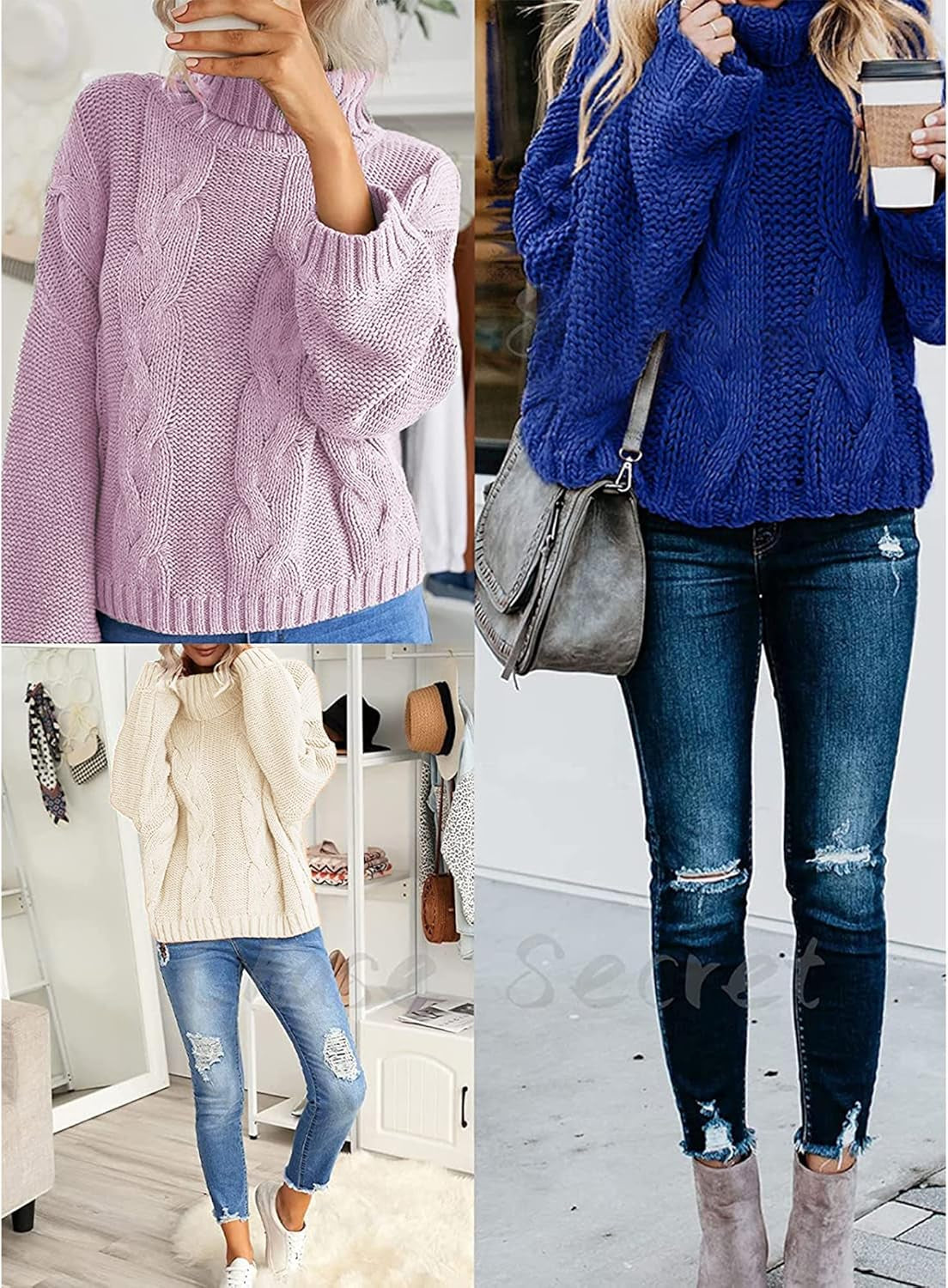Chic Oversized Balloon Sleeve Turtleneck Sweater - Winter Pullover Outerwear