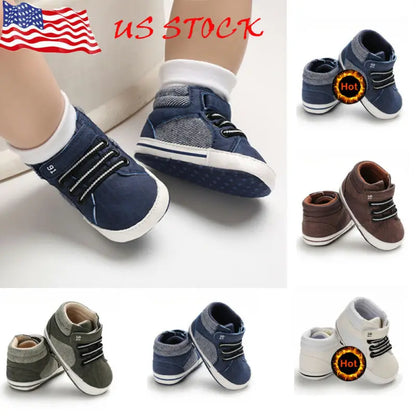 Pudcoco Infant Leather Sports Crib Shoes (0-18 Months) - Soft First Walker Sneakers for Boys and Girls