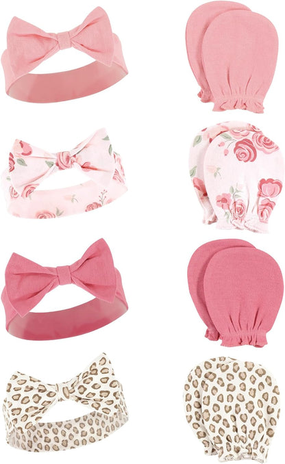 Adorable Hudson Baby Girls' Cotton Headband and Scratch Mitten Set for Ultimate Comfort and Style