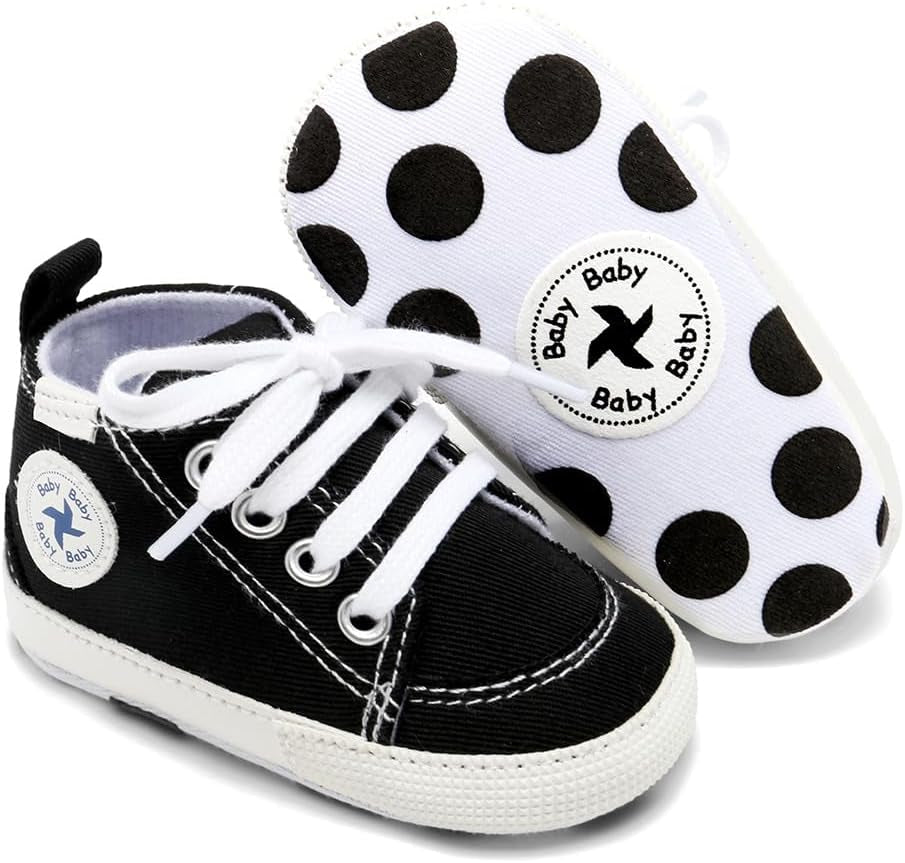 Cozy High Top Denim Sneakers with Soft Anti-Slip Sole for Newborns and Infants