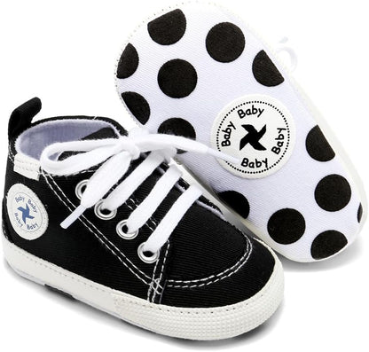 Cozy High Top Denim Sneakers with Soft Anti-Slip Sole for Newborns and Infants