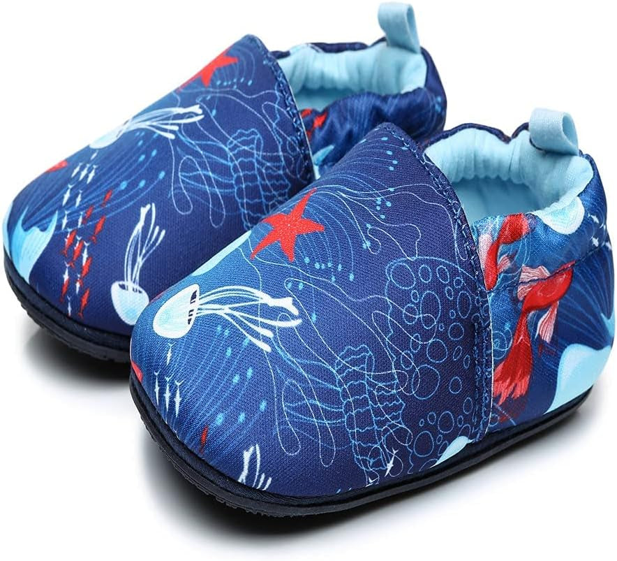 Timatego Non-Skid Infant Moccasins - Perfect First Walker House Shoes for Boys & Girls (6-24 Months)