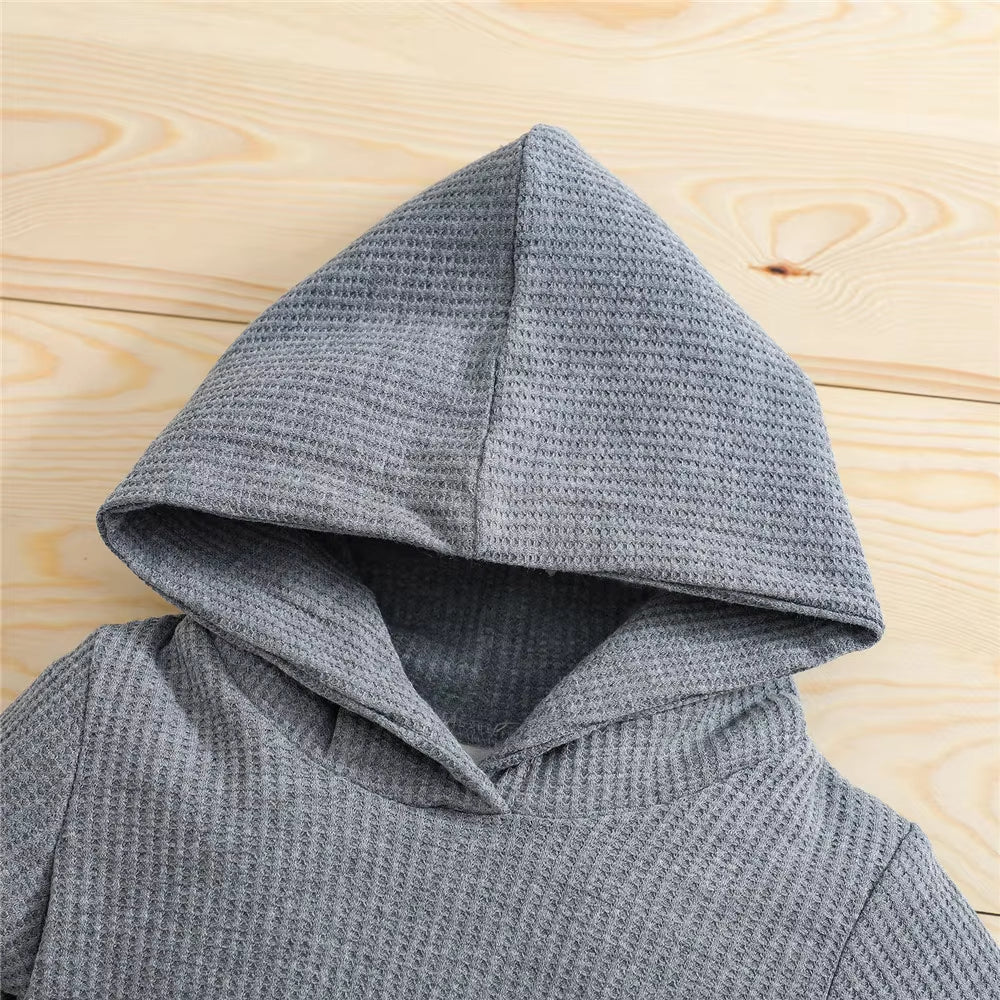 Hooded Jumpsuit and Trousers Set for Newborns in Solid Colors for Boys and Girls