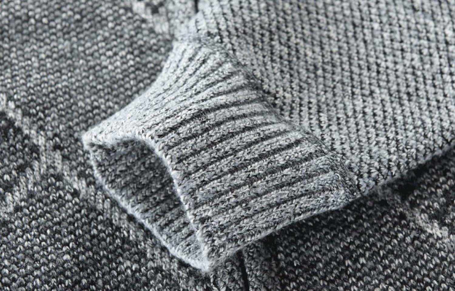 Men's Casual Full-Zip Knitted Cardigan Sweater with Pockets by Vtuaol