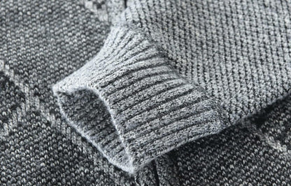 Men's Casual Full-Zip Knitted Cardigan Sweater with Pockets by Vtuaol