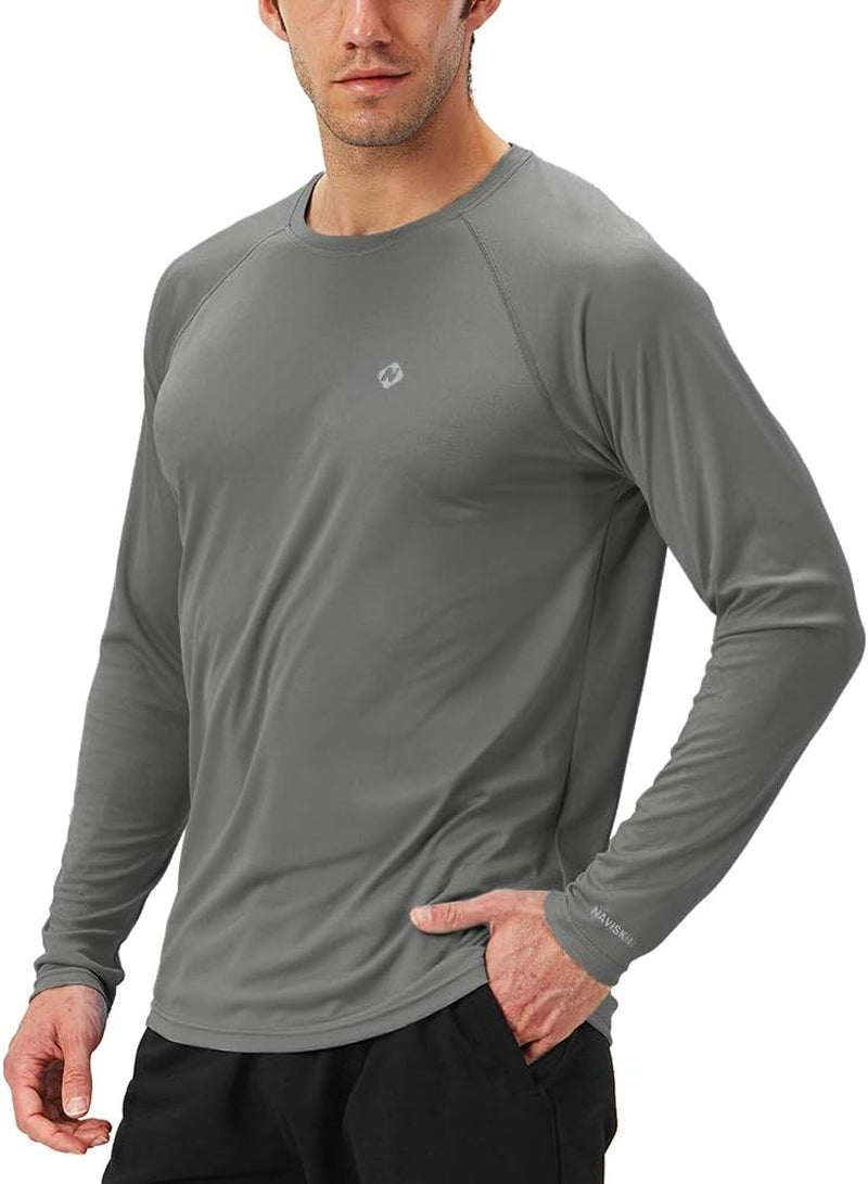 NAVISKIN Men's UPF 50+ Long Sleeve Rash Guard - Lightweight, Quick Dry Swim Shirt for Ultimate Sun Protection
