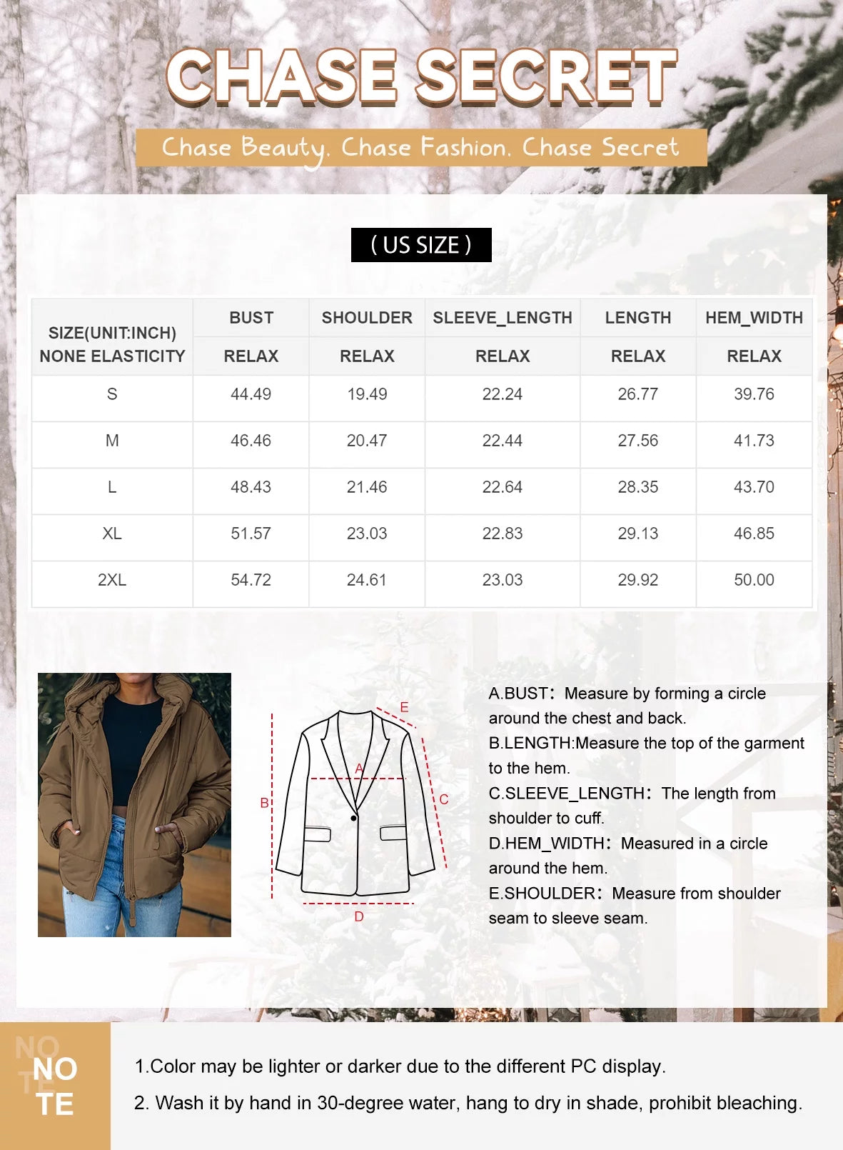 Petite Women's Short Hooded Puffer Jacket with Full Zipper and Pockets