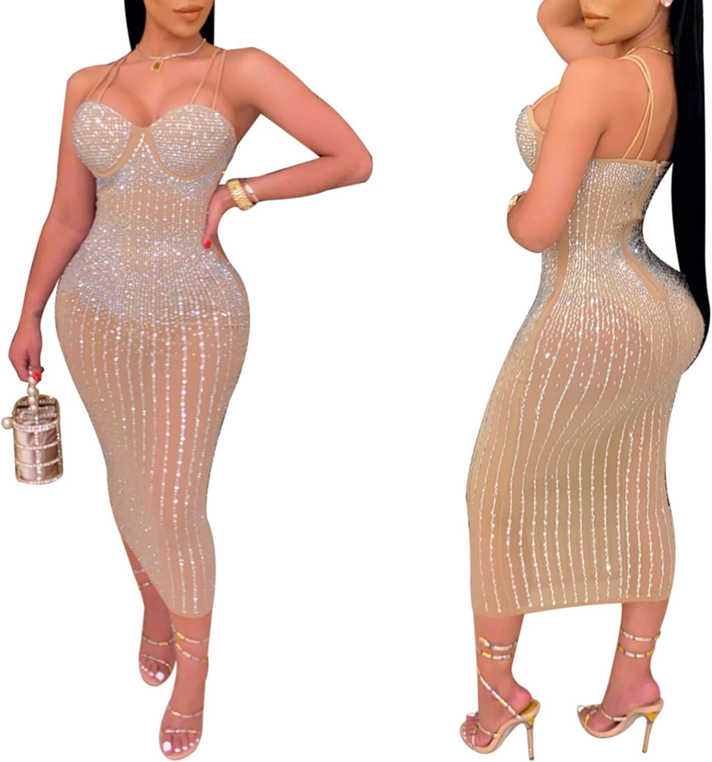 Sophisticated Long Sleeve Birthday Dress with Diamond Accents for Evening Events and Celebrations