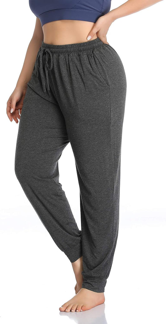 ZERDOCEAN Women's Plus Size Casual Lounge Yoga Pants - Comfortable Relaxed Joggers Featuring Drawstring and Pockets