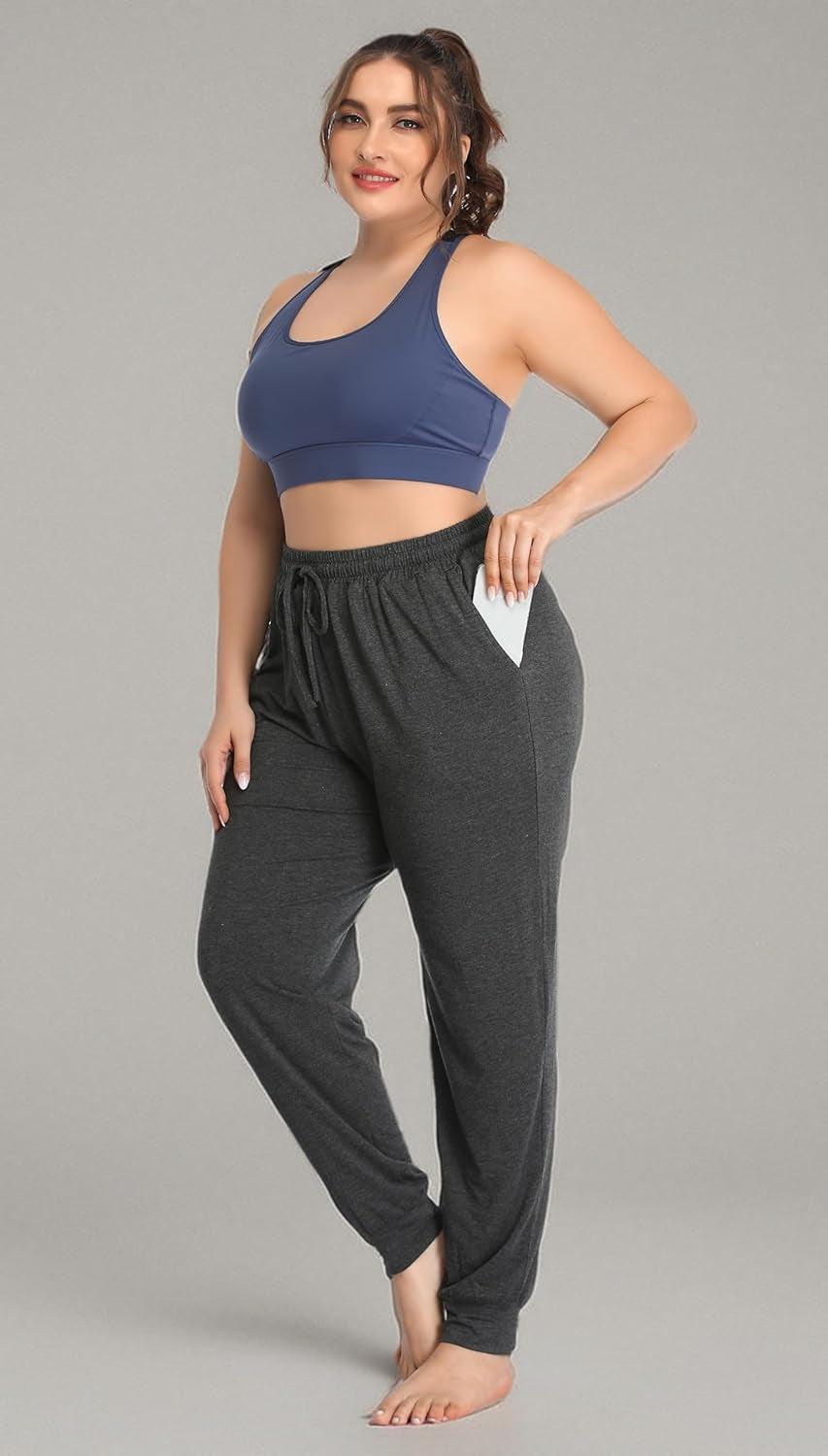 ZERDOCEAN Women's Plus Size Casual Lounge Yoga Pants - Comfortable Relaxed Joggers Featuring Drawstring and Pockets