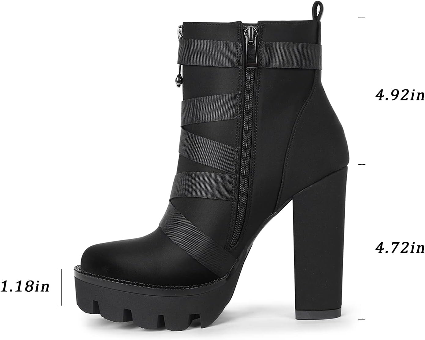 Wetkiss Women's Lace-Up Chunky Heeled Platform Combat Boots