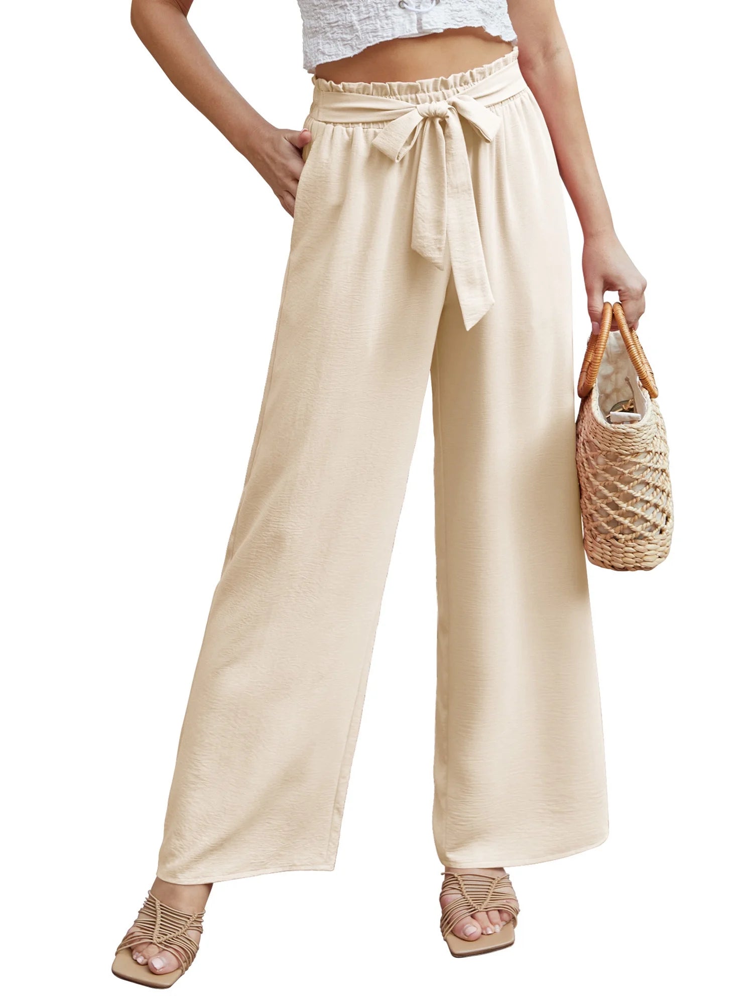 Women's High-Waisted Wide Leg Palazzo Pants for Business and Casual Wear