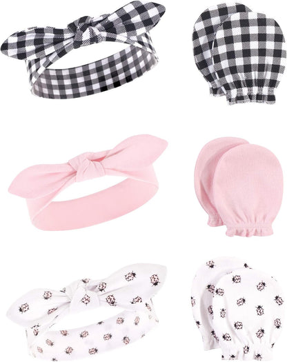 Adorable Hudson Baby Girls' Cotton Headband and Scratch Mitten Set for Ultimate Comfort and Style