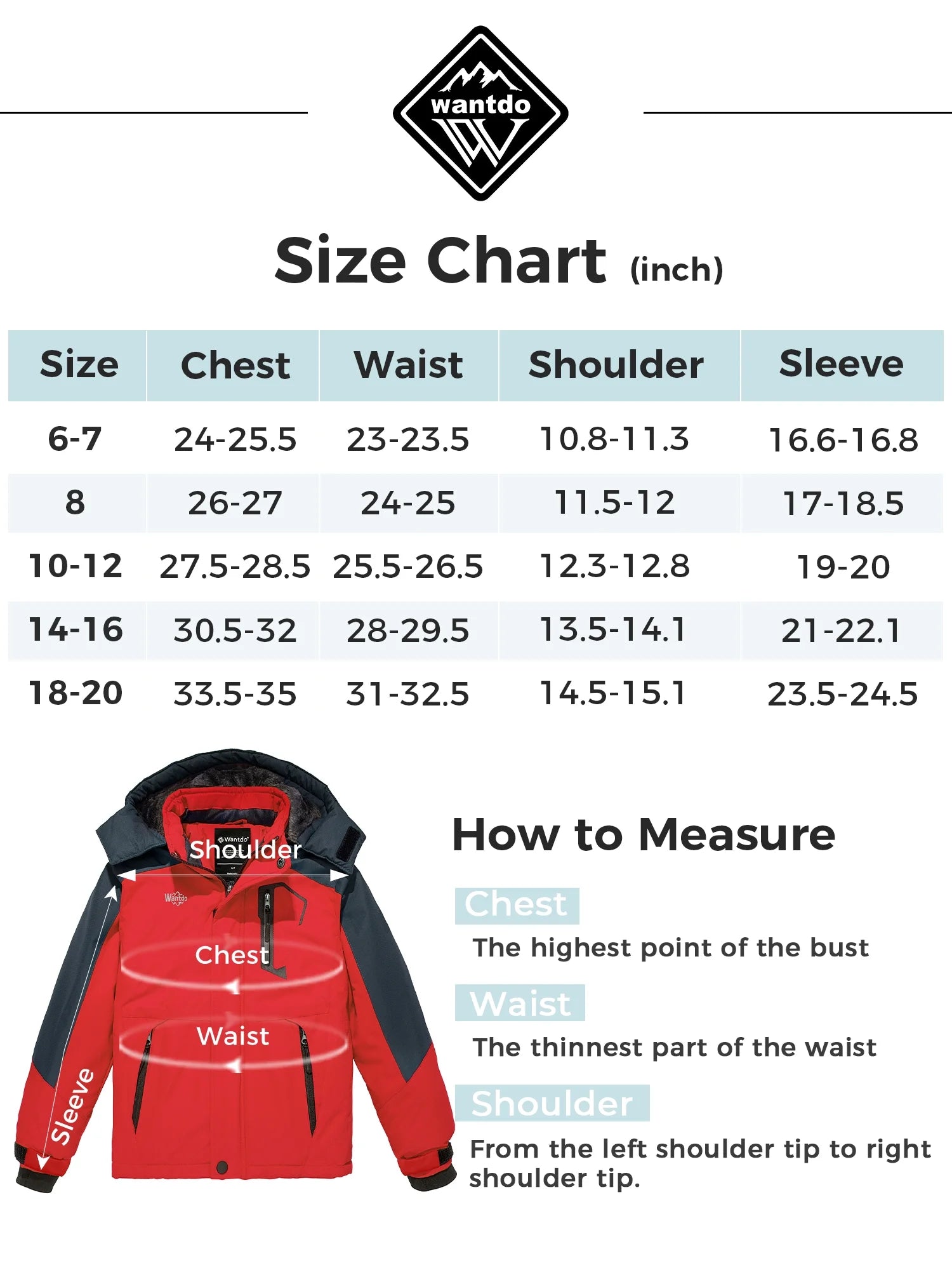 Boys' Waterproof Recycled Winter Ski Jacket - Red, Size 8