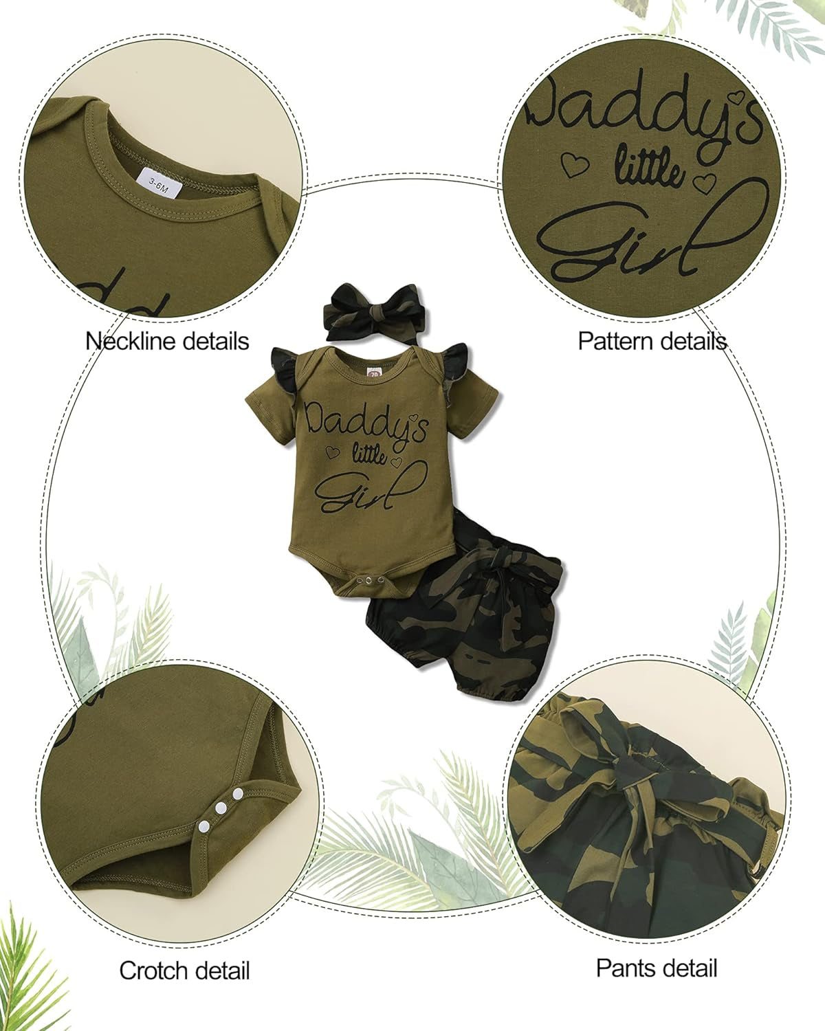 Adorable Newborn Baby Girl Floral 3-Piece Outfit Set - Short Sleeve Romper, Shorts & Matching Headband
