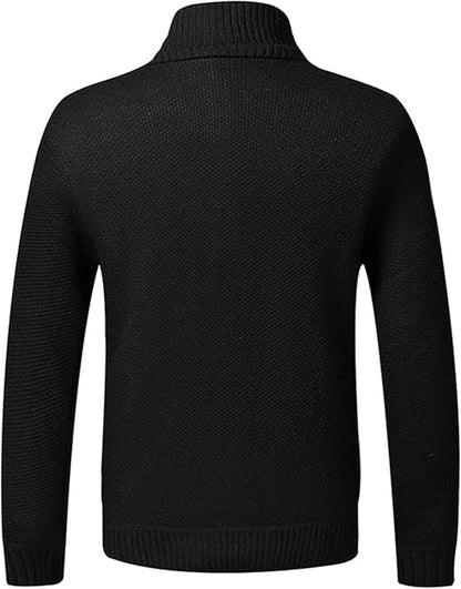 Xinyangni Men's Slim Fit Thick Knitted Cardigan with Full Zip and Pockets