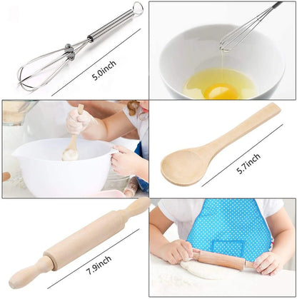 Deluxe Kids Cooking Set - 11-Piece Chef Role Play Kit for Girls Ages 3-6 with Apron, Chef Hat, Oven Mitt, Utensils & Baking Tools - Perfect Birthday & Festival Gift in Blue!