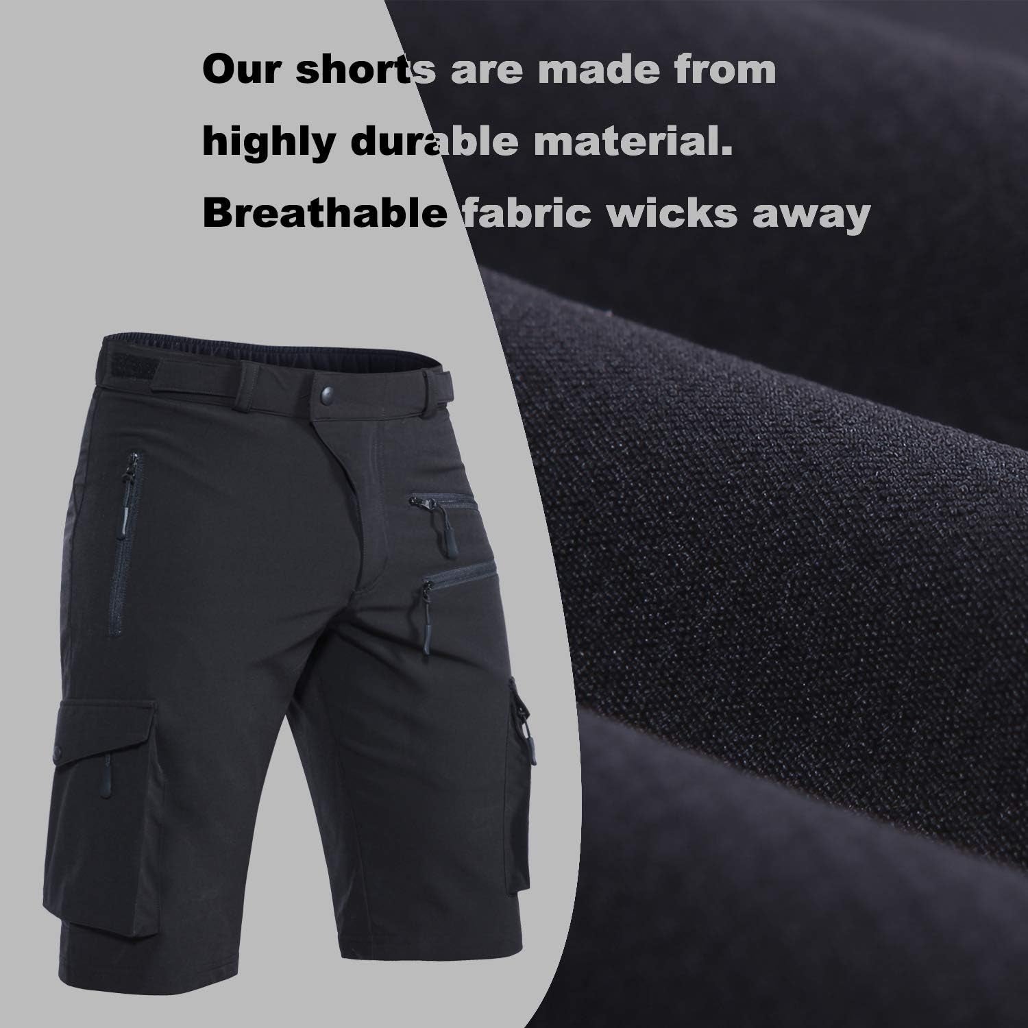 Men's Quick-Dry Stretch Mountain Bike Shorts with Zipper Pocket - Perfect for Cycling and Outdoor Adventures