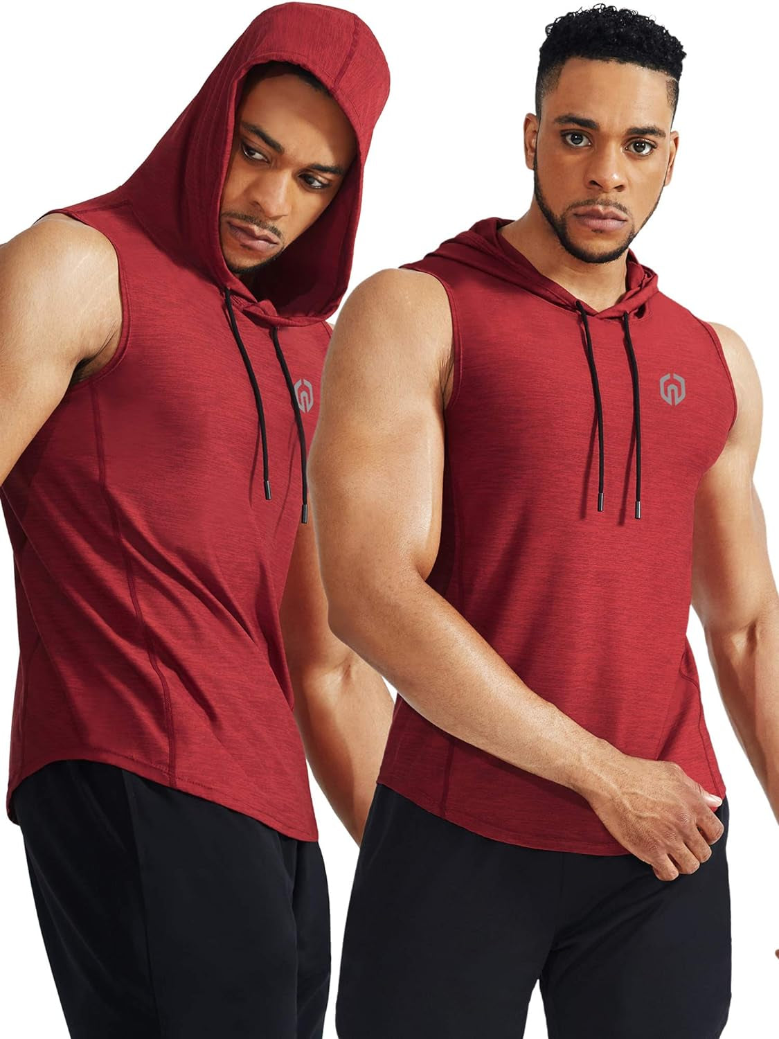 NELEUS Men's 3-Pack Hooded Athletic Tank Tops - Perfect for Muscle Workouts, Red/Light Green/Light Grey, Available in US 2XL & EU 3XL