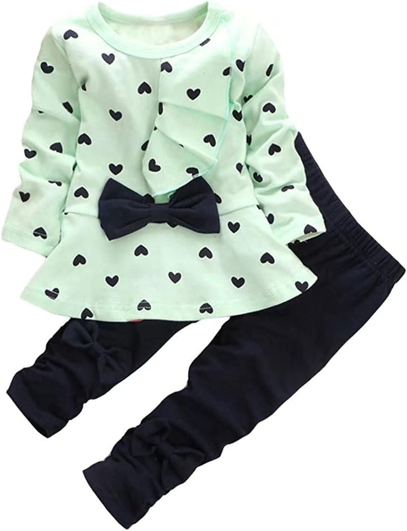 Adorable Infant Girls' 2-Piece Long Sleeve Top and Pants Outfit Set