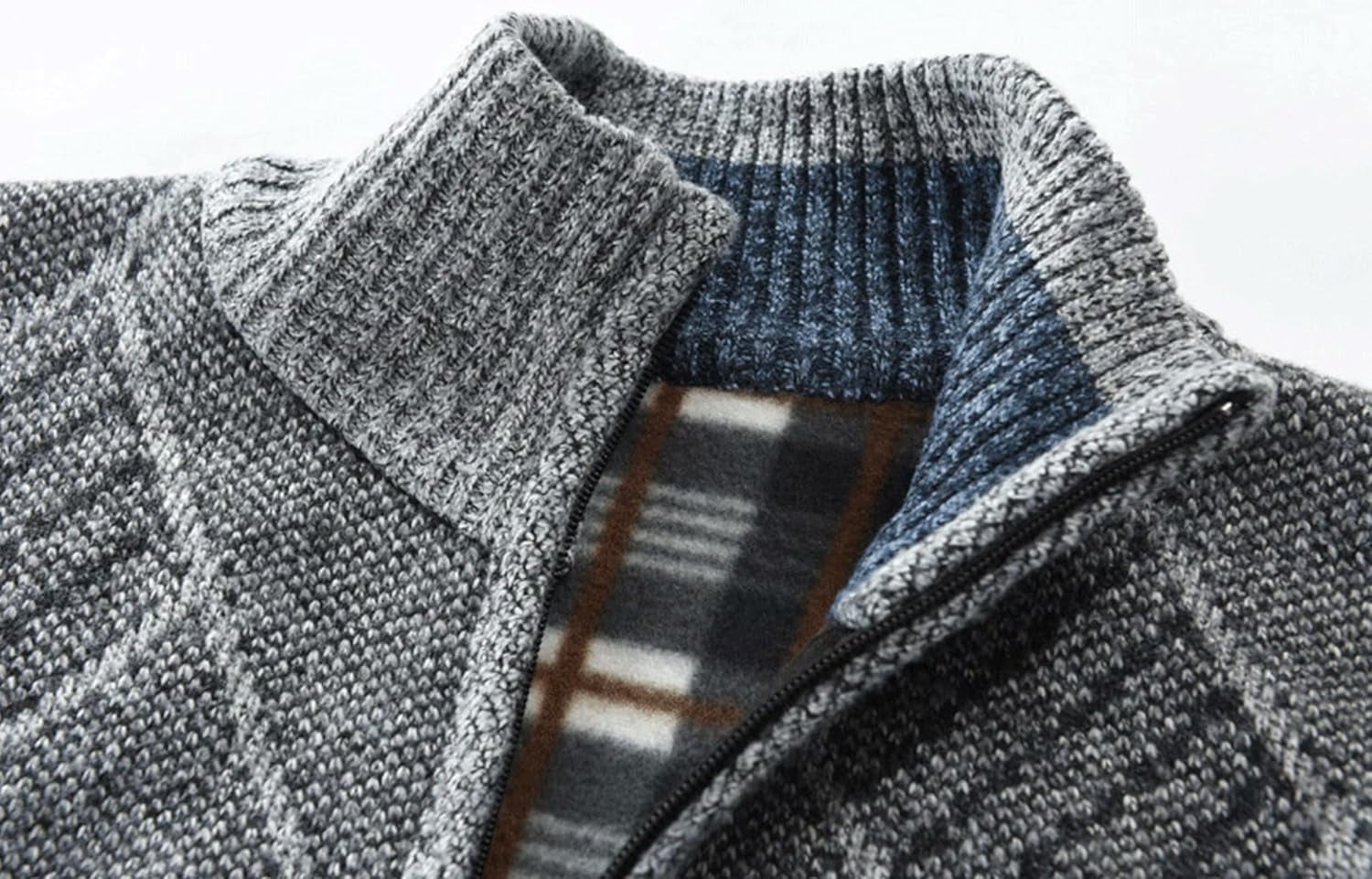 Men's Casual Full-Zip Knitted Cardigan Sweater with Pockets by Vtuaol