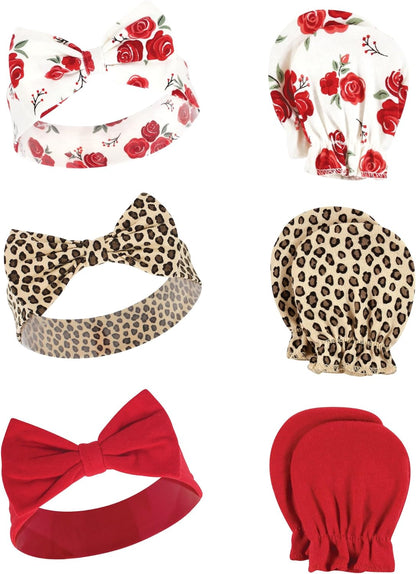 Adorable Hudson Baby Girls' Cotton Headband and Scratch Mitten Set for Ultimate Comfort and Style