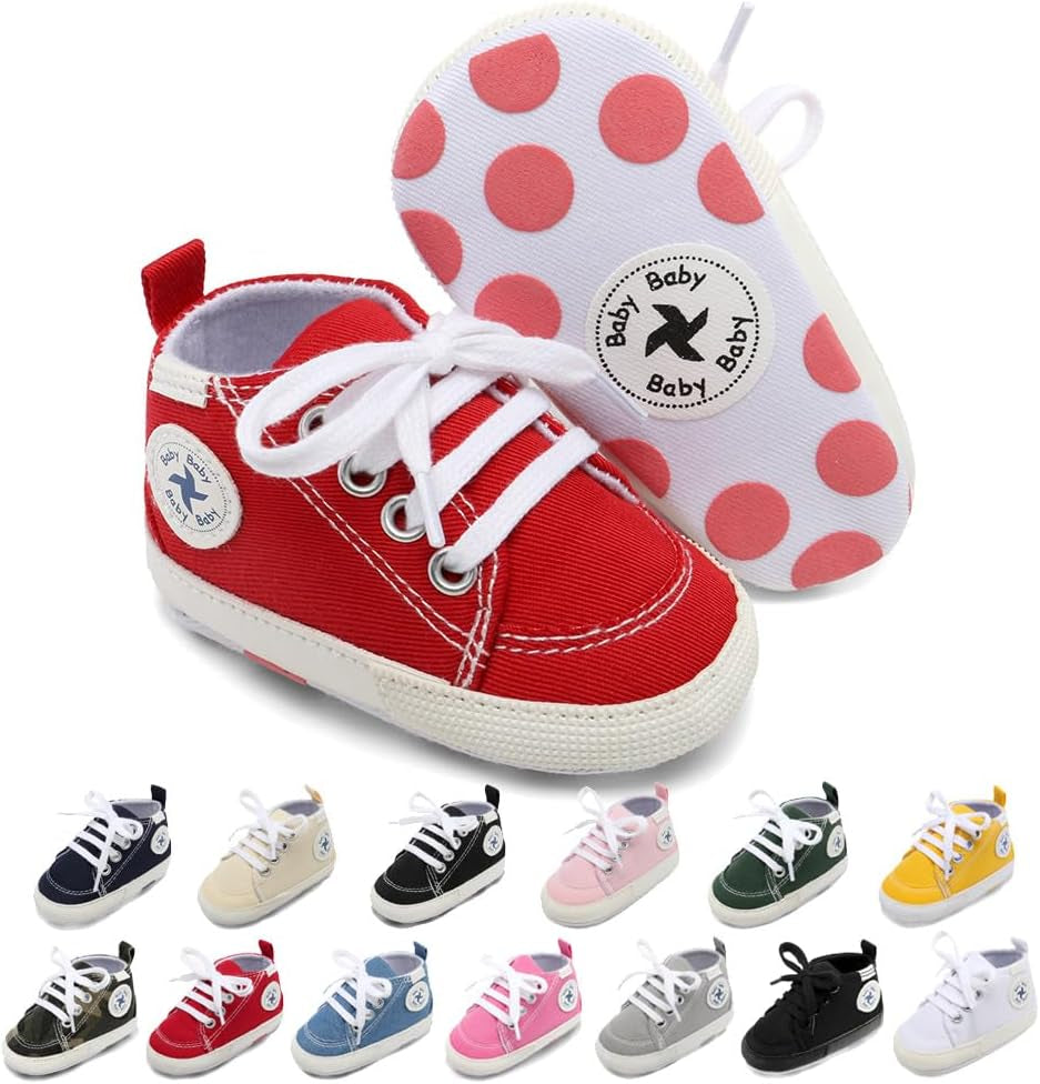 Cozy High Top Denim Sneakers with Soft Anti-Slip Sole for Newborns and Infants