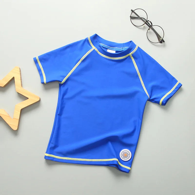 Children's UV Protection Short Sleeve Swim T-Shirt Rashguard for Boys and Girls, Ages 3-11