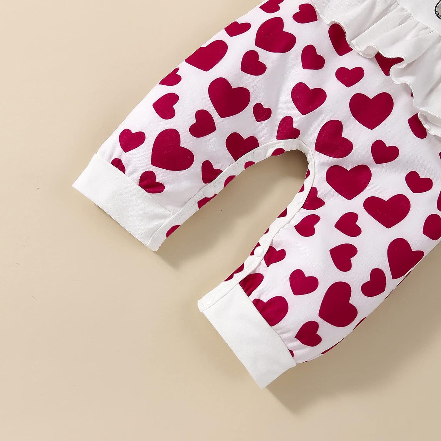 Adorable Newborn Baby Girl Fall Outfit - Long Sleeve Love Elephant Romper Jumpsuit with Matching Headband (White Red, 12-18 Months)