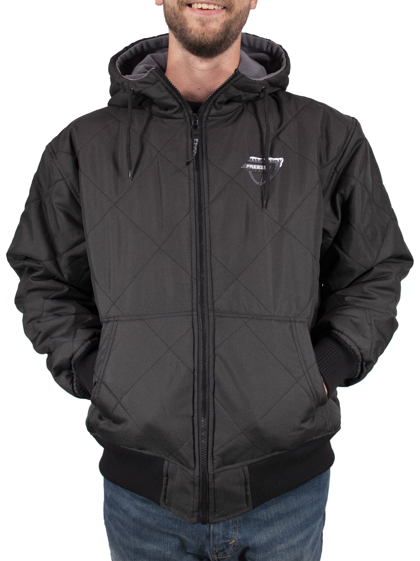 Men's Big & Tall Quilted Winter Jacket with Fleece Lining (3XL, Black)