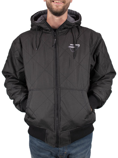 Men's Big & Tall Quilted Winter Jacket with Fleece Lining (3XL, Black)