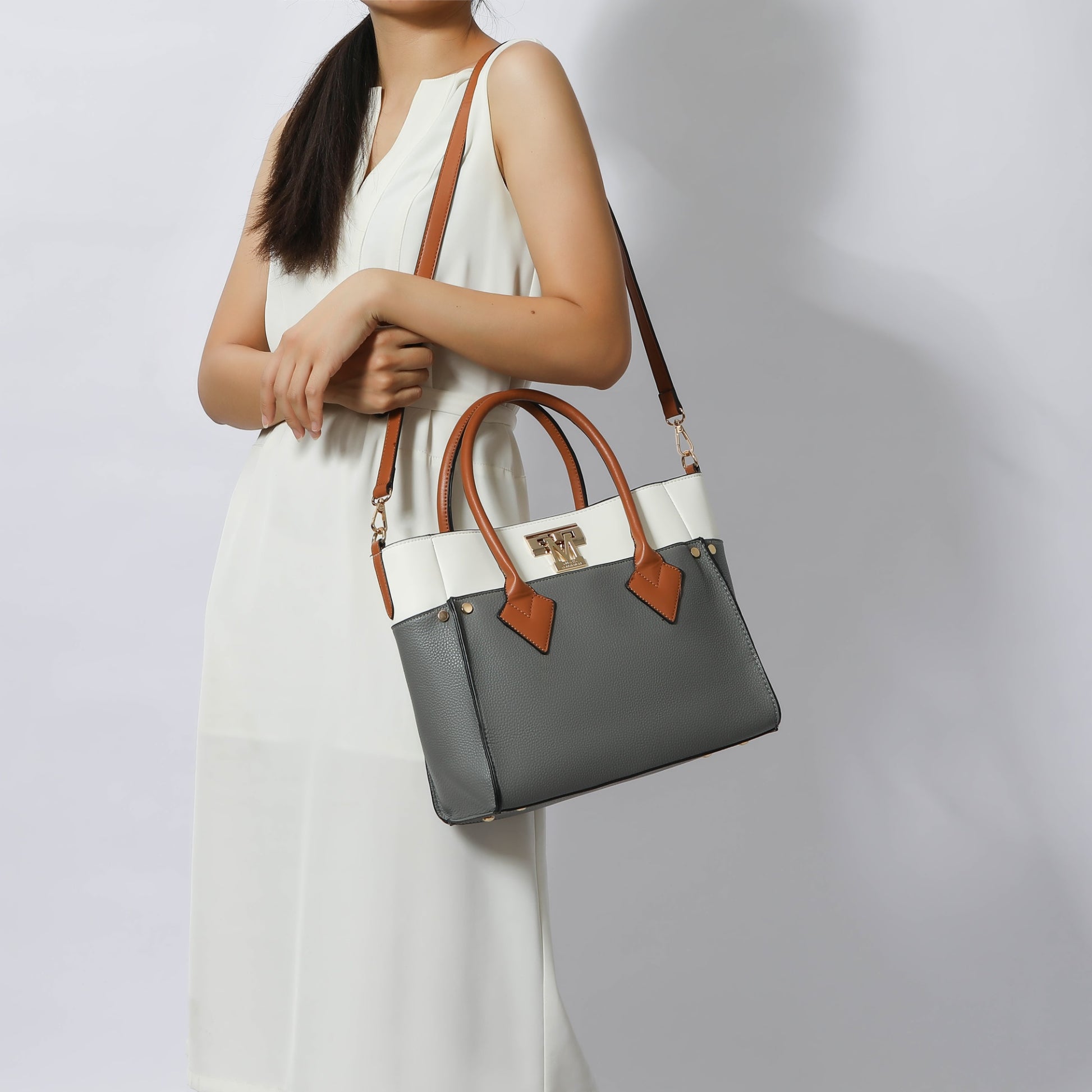 Stylish Brynlee Women's Navy Tote Bag & Wristlet Wallet Set - Versatile Crossbody Handbag by Mia K