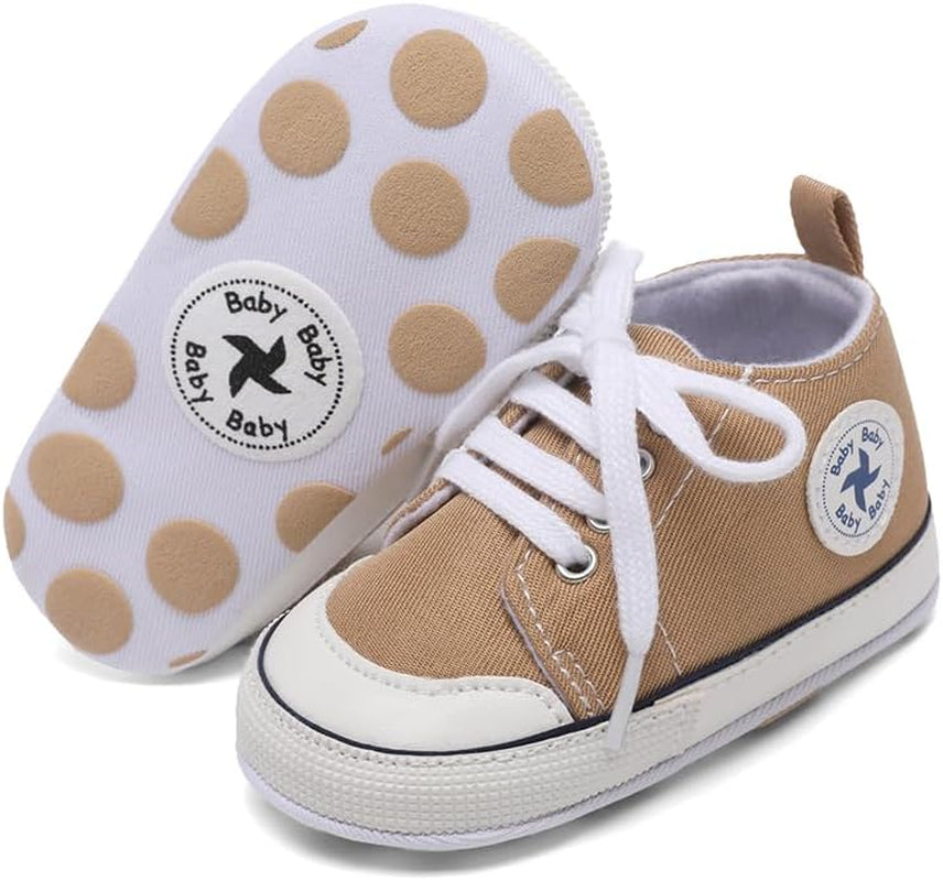 Cozy High Top Denim Sneakers with Soft Anti-Slip Sole for Newborns and Infants