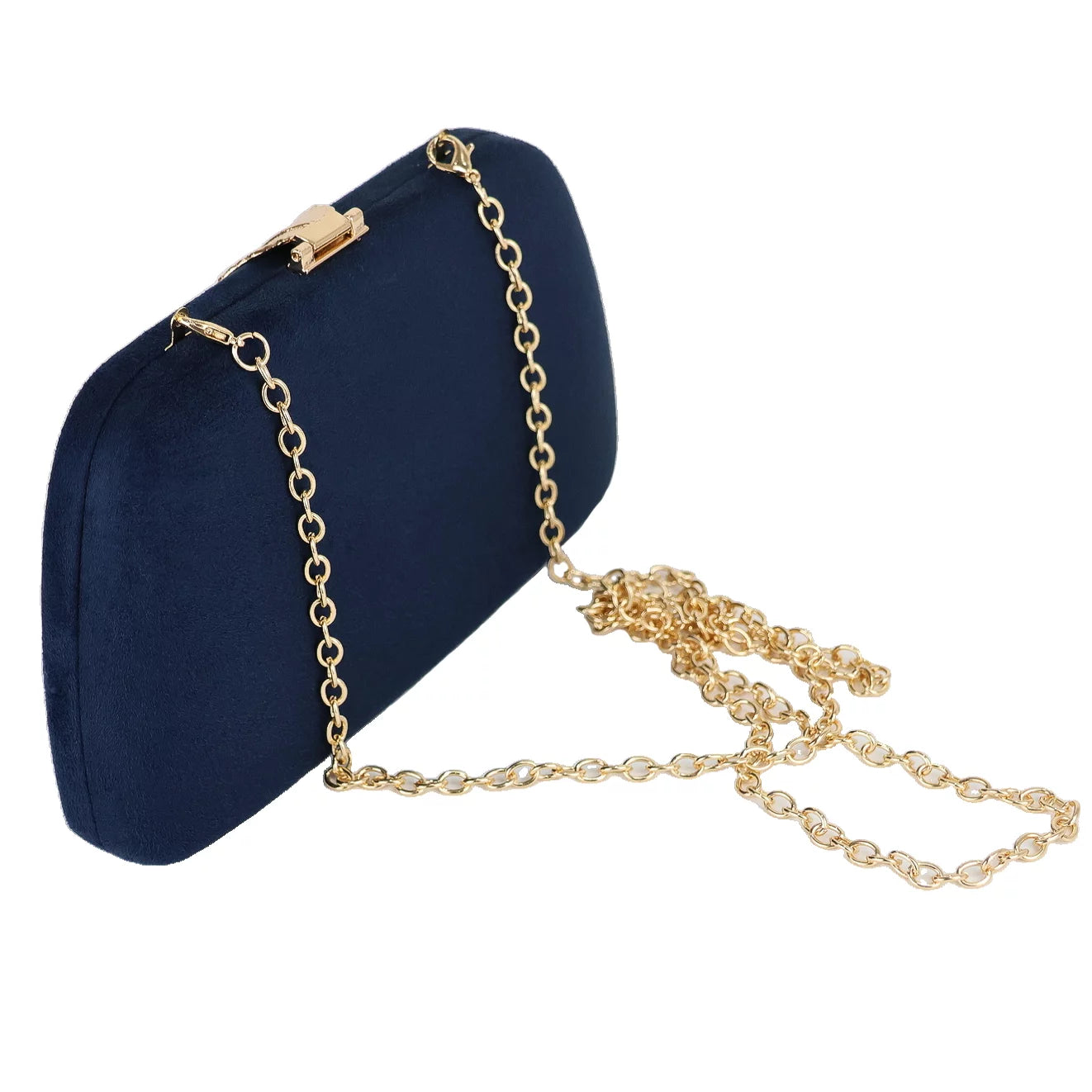 Chic Navy Blue Faux Suede Clutch Handbag for Women